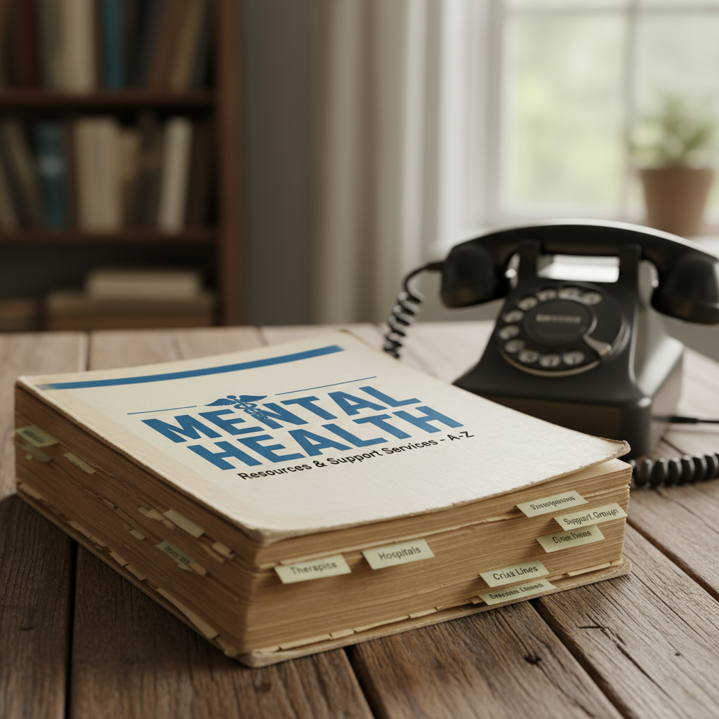 a telephone book titled 'Mental Health'